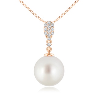 10mm AAA South Sea Cultured Pearl Pendant with Diamond Studded Bale in Rose Gold