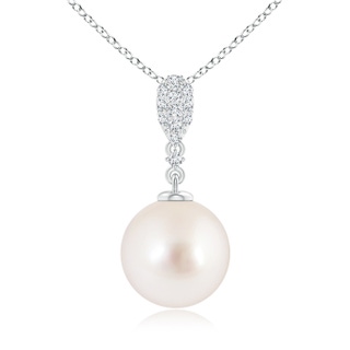 10mm AAAA South Sea Cultured Pearl Pendant with Diamond Studded Bale in 9K White Gold