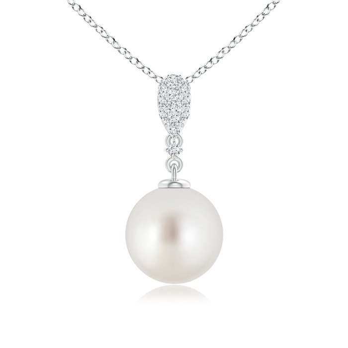 9mm AAA South Sea Cultured Pearl Pendant with Diamond Studded Bale in White Gold