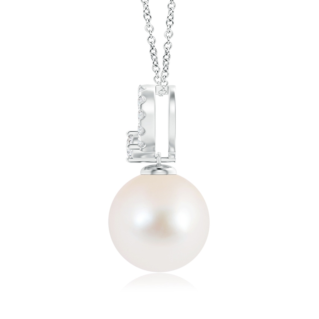 10mm AAA Freshwater Cultured Pearl Pendant with Diamond Open Circle in White Gold Product Image