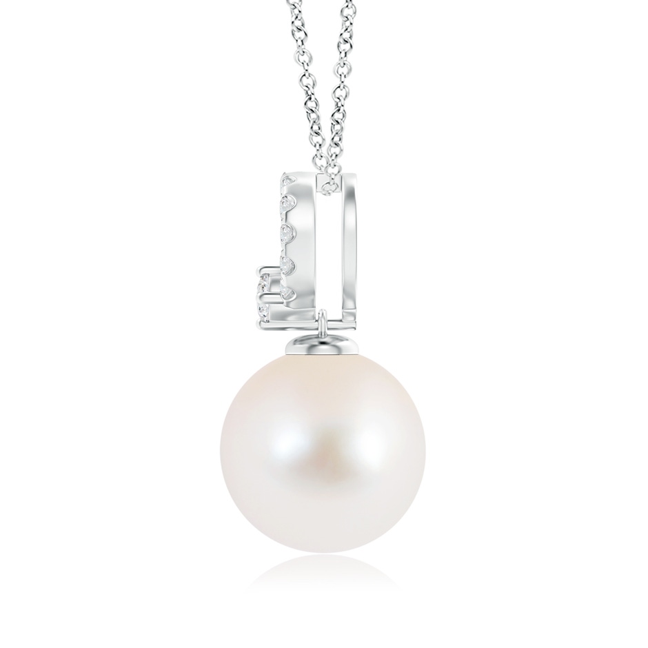 10mm AAA Freshwater Cultured Pearl Pendant with Diamond Open Circle in White Gold product image