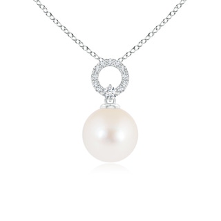 8mm AAA Freshwater Cultured Pearl Pendant with Diamond Open Circle in White Gold