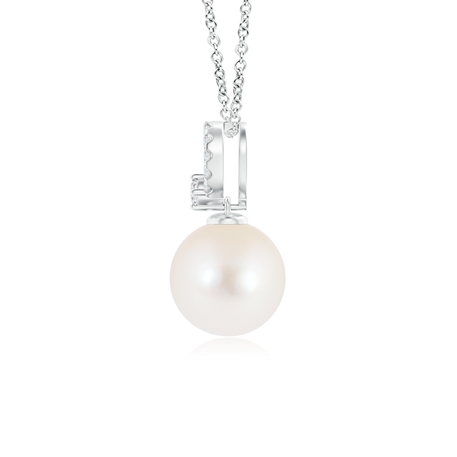 8mm AAA Freshwater Cultured Pearl Pendant with Diamond Open Circle in White Gold product image