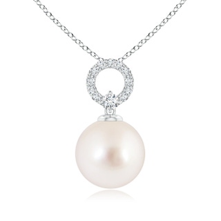 10mm AAAA South Sea Cultured Pearl Pendant with Diamond Open Circle in White Gold