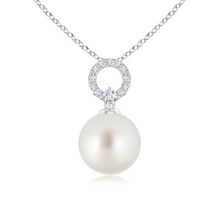 9mm AAA South Sea Cultured Pearl Pendant with Diamond Open Circle in White Gold
