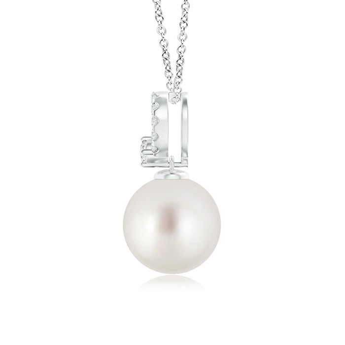 9mm AAA South Sea Cultured Pearl Pendant with Diamond Open Circle in White Gold product image