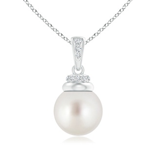 10mm AAA South Sea Pearl Dangle Pendant with Diamond Accents in White Gold