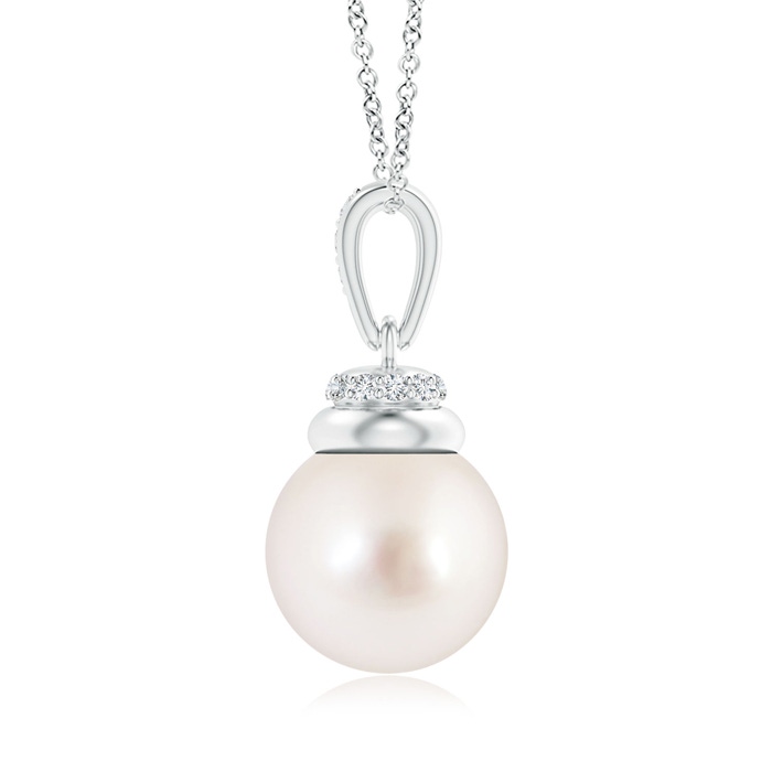 10mm AAAA South Sea Pearl Dangle Pendant with Diamond Accents in White Gold Product Image