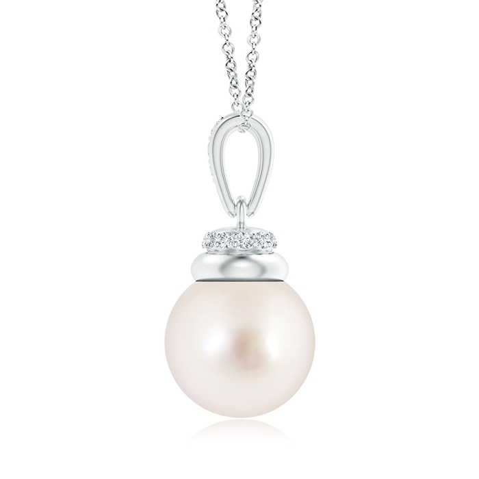 10mm AAAA South Sea Pearl Dangle Pendant with Diamond Accents in White Gold product image