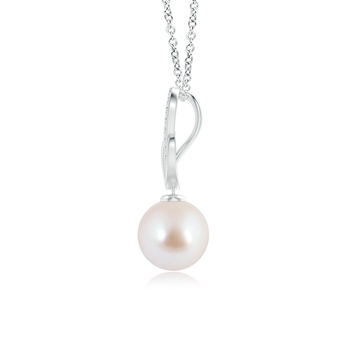 8mm AAA Akoya Cultured Pearl Intertwined Loop Pendant in White Gold product image