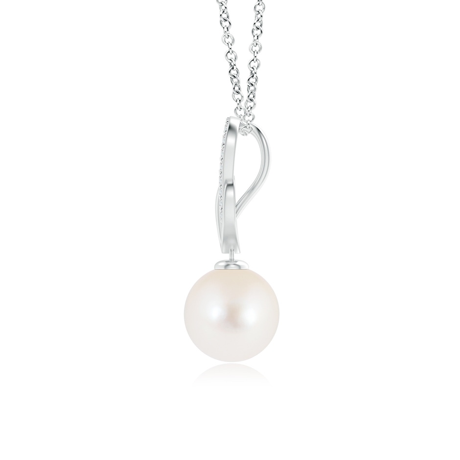 8mm AAA Freshwater Cultured Pearl Intertwined Loop Pendant in White Gold product image