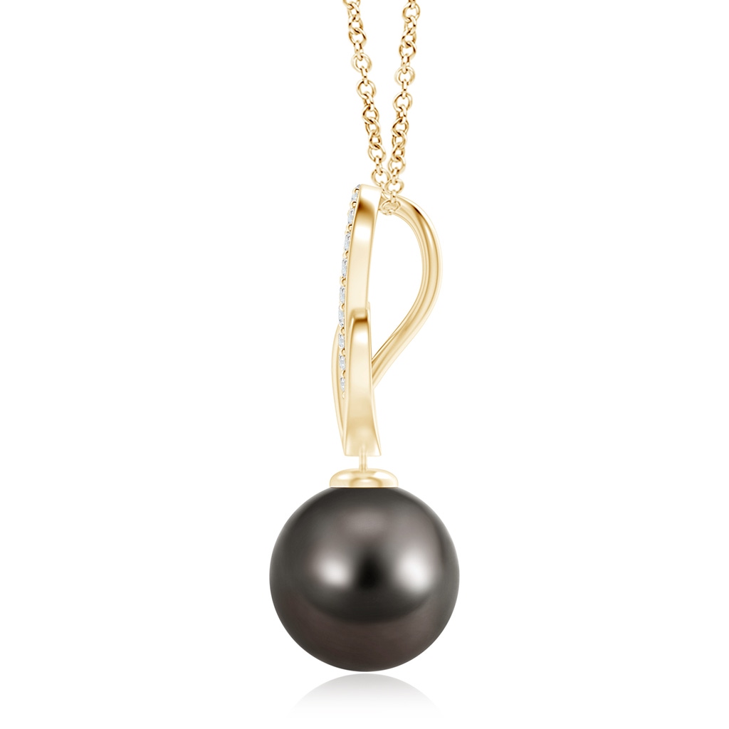 10mm AAA Tahitian Pearl Intertwined Loop Pendant in Yellow Gold Product Image