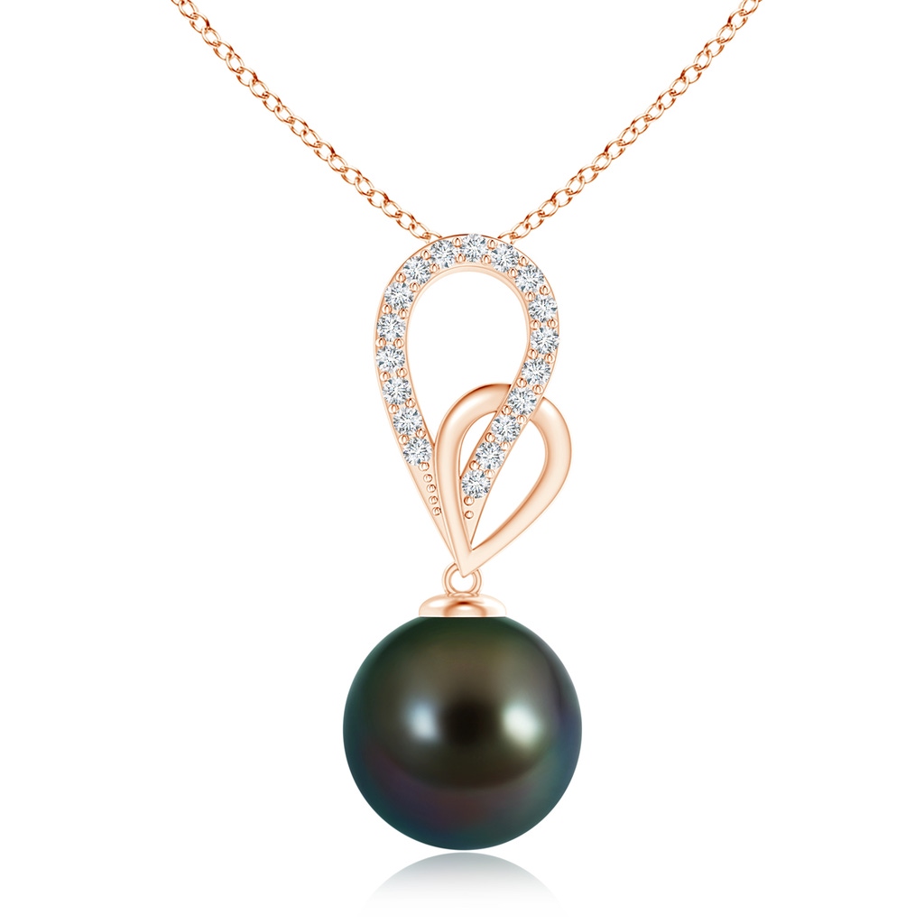 10mm AAAA Tahitian Pearl Intertwined Loop Pendant in Rose Gold