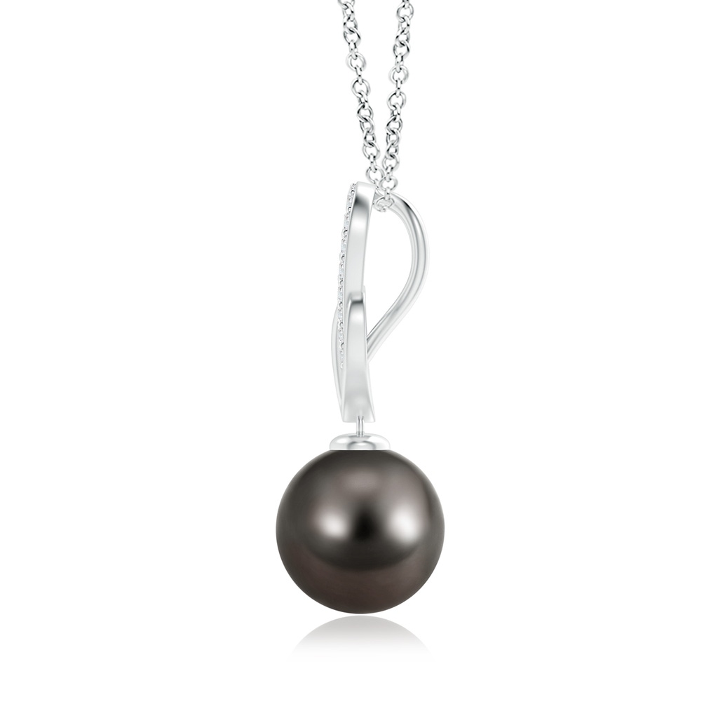 9mm AAA Tahitian Pearl Intertwined Loop Pendant in White Gold Product Image