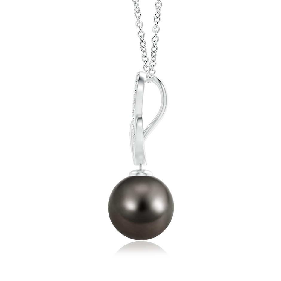 9mm AAA Tahitian Pearl Intertwined Loop Pendant in White Gold product image