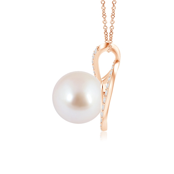 8mm AAA Akoya Cultured Pearl Loop Pendant with Diamond Halo in Rose Gold Product Image
