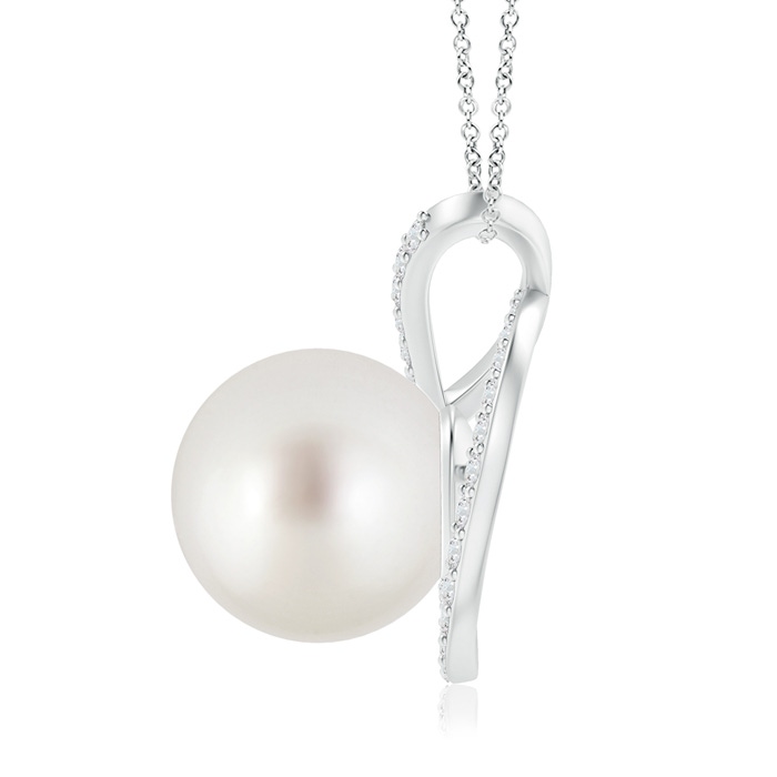 10mm AAA South Sea Pearl Loop Pendant with Diamond Halo in White Gold Product Image