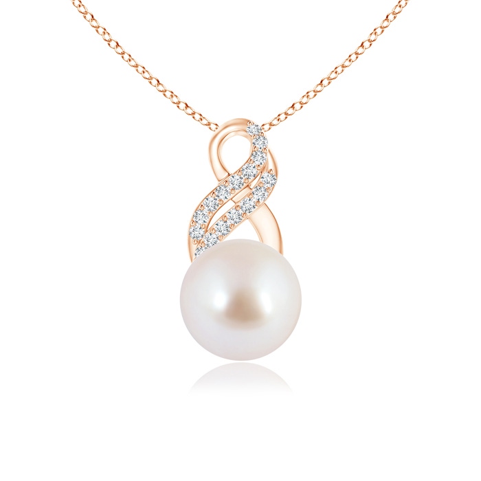 8mm AAA Akoya Cultured Pearl Drop Pendant with Infinity Swirl in Rose Gold