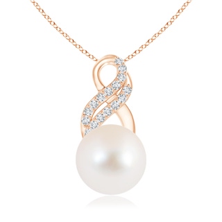 10mm AAA Freshwater Pearl Drop Pendant with Infinity Swirl in Rose Gold