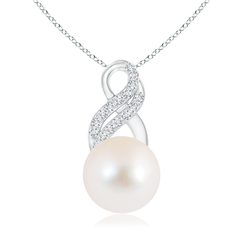 10mm AAA Freshwater Pearl Drop Pendant with Infinity Swirl in S999 Silver