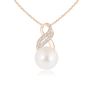 8mm AAA Freshwater Pearl Drop Pendant with Infinity Swirl in Rose Gold
