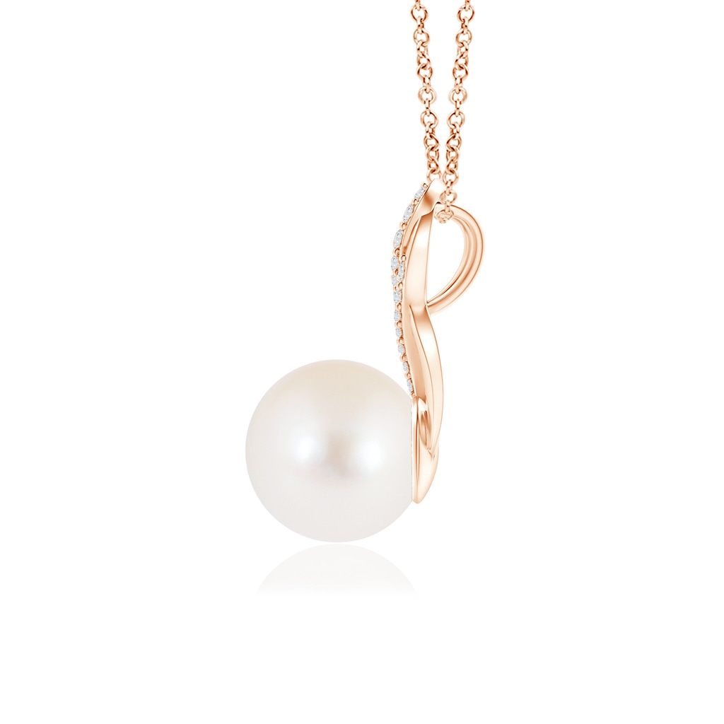 8mm AAA Freshwater Pearl Drop Pendant with Infinity Swirl in Rose Gold Product Image