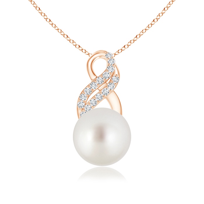 9mm AAA South Sea Cultured Pearl Drop Pendant with Infinity Swirl in Rose Gold