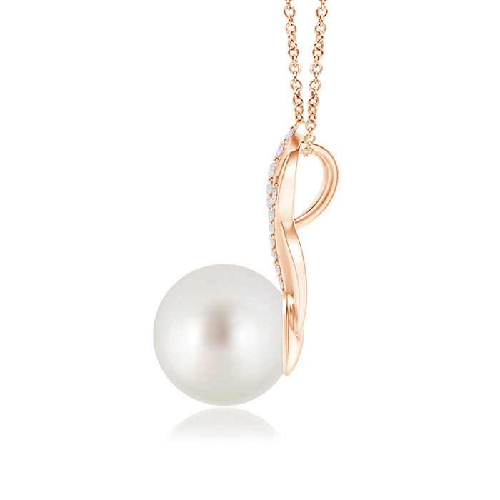 9mm AAA South Sea Cultured Pearl Drop Pendant with Infinity Swirl in Rose Gold product image