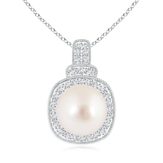10mm AAAA South Sea Cultured Pearl Rope-Edged Pendant with Diamonds in White Gold