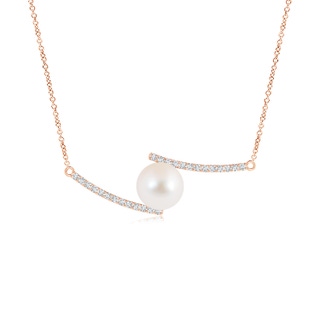 10mm AAA Freshwater Cultured Pearl and Diamond Bypass Pendant in Rose Gold