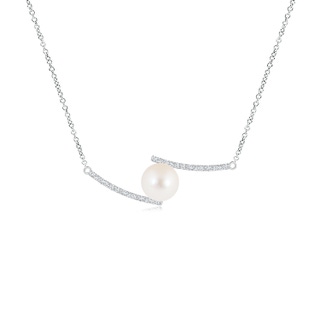 8mm AAA Freshwater Cultured Pearl and Diamond Bypass Pendant in White Gold