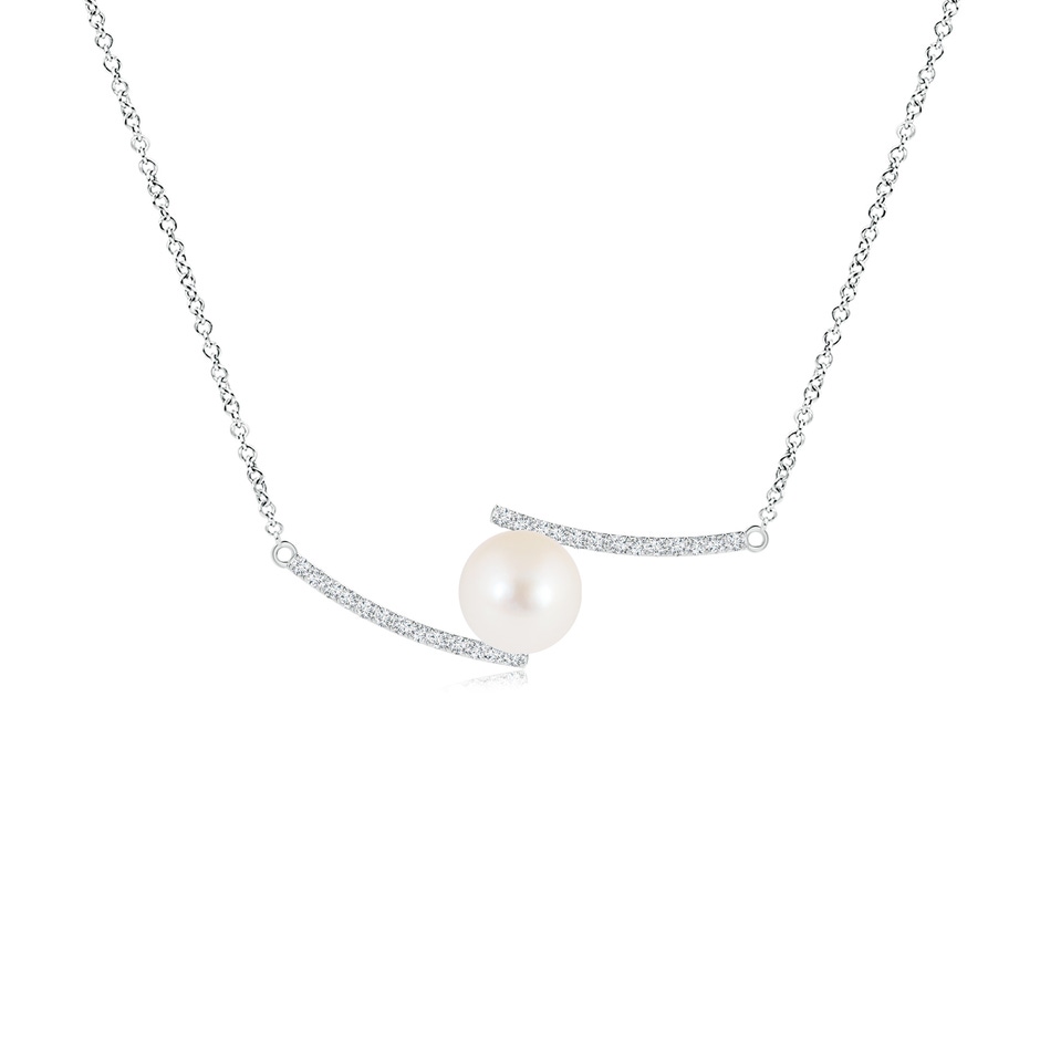 8mm AAA Freshwater Cultured Pearl and Diamond Bypass Pendant in White Gold 