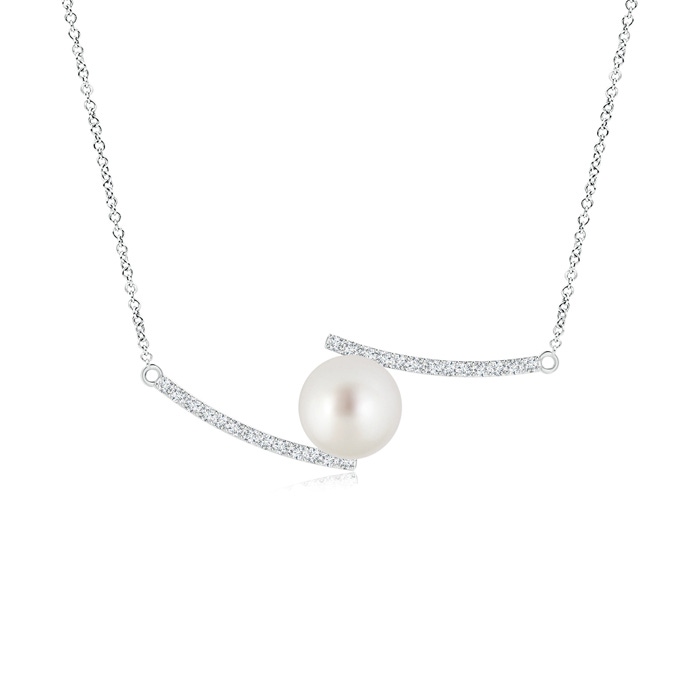 10mm AAA South Sea Pearl Bypass Pendant with Diamond Accents in White Gold 