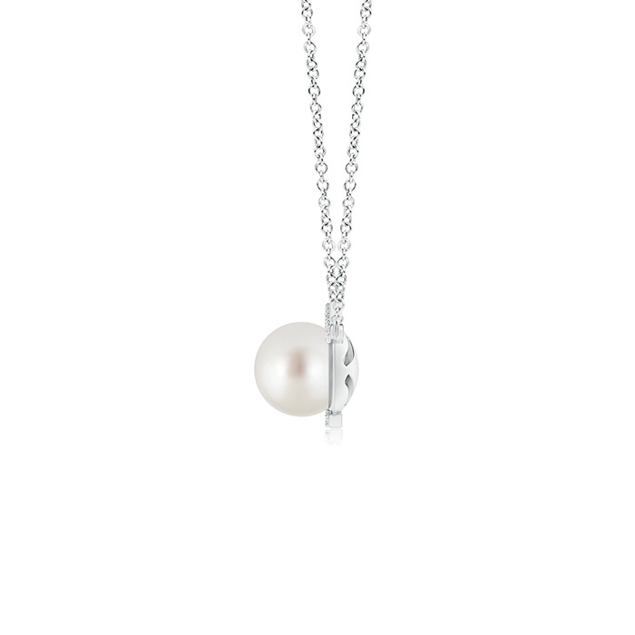10mm AAA South Sea Pearl Bypass Pendant with Diamond Accents in White Gold Product Image