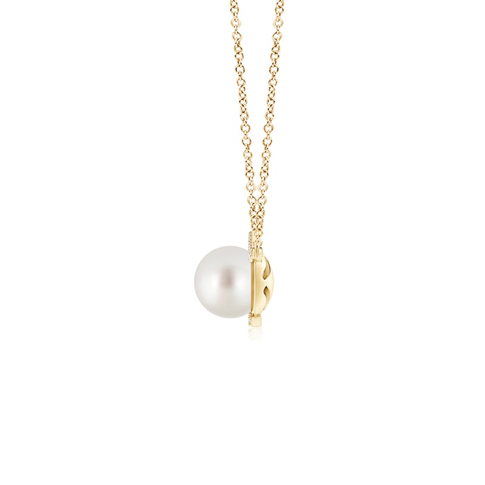 10mm AAA South Sea Pearl Bypass Pendant with Diamond Accents in Yellow Gold product image