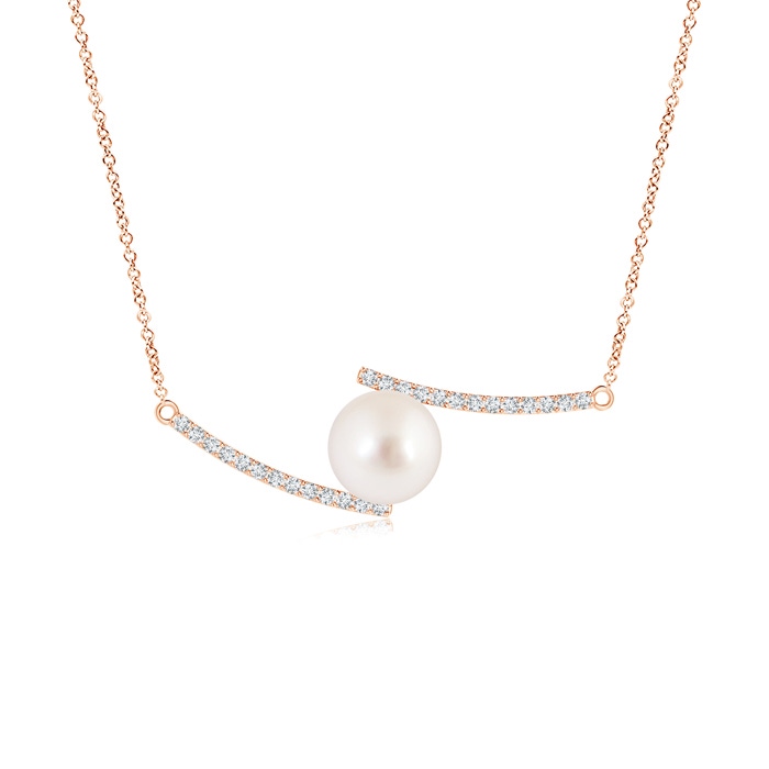10mm AAAA South Sea Pearl Bypass Pendant with Diamond Accents in Rose Gold 
