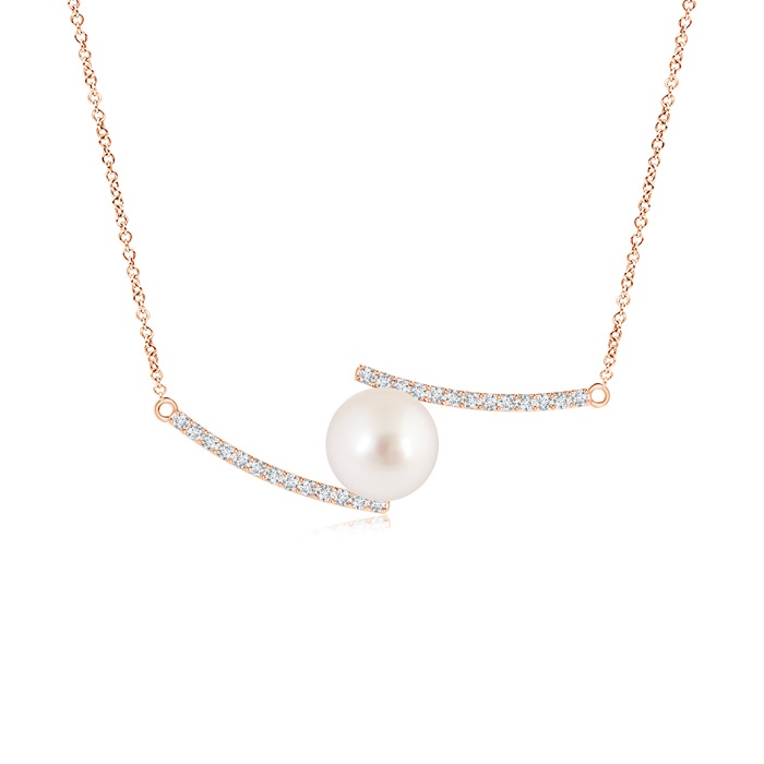 10mm AAAA South Sea Pearl Bypass Pendant with Diamond Accents in Rose Gold