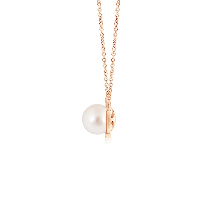 10mm AAAA South Sea Pearl Bypass Pendant with Diamond Accents in Rose Gold Product Image