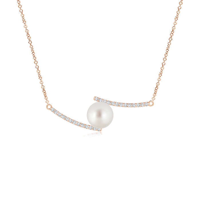 9mm AAA South Sea Pearl Bypass Pendant with Diamond Accents in Rose Gold 