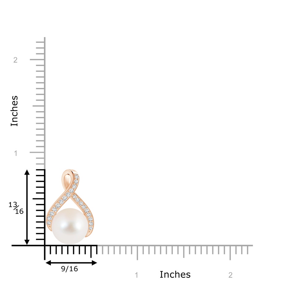 10mm AAA Freshwater Pearl Swirl Ribbon Pendant with Diamonds in Rose Gold product image
