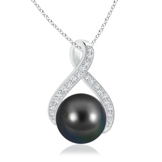 10mm AA Tahitian Pearl Swirl Ribbon Pendant with Diamonds in S999 Silver