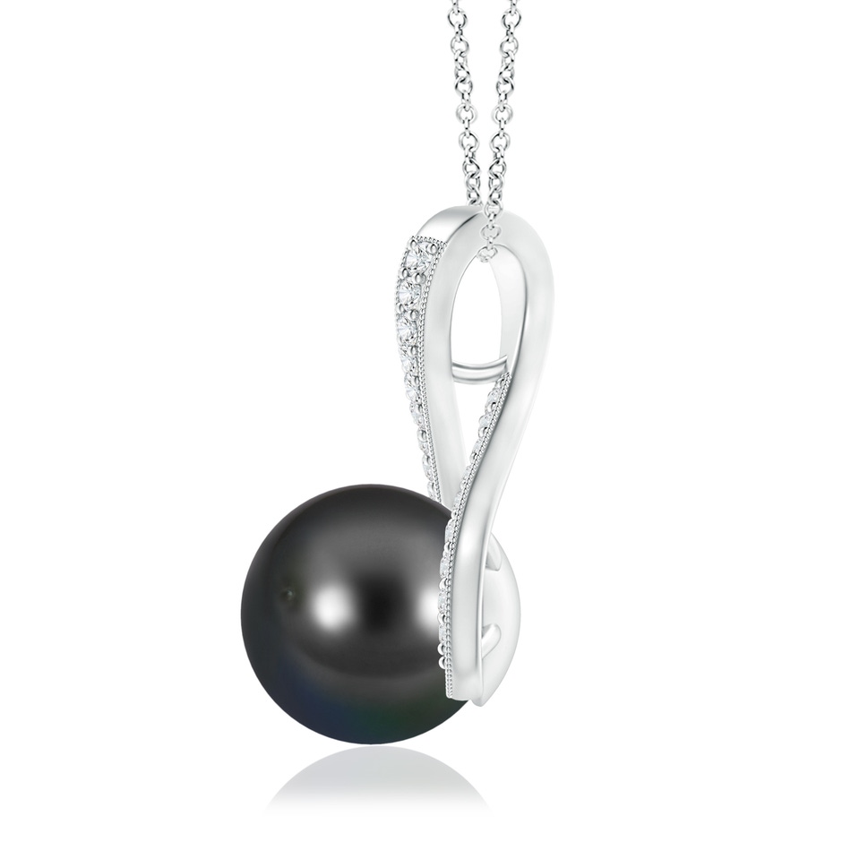10mm AA Tahitian Pearl Swirl Ribbon Pendant with Diamonds in S999 Silver product image