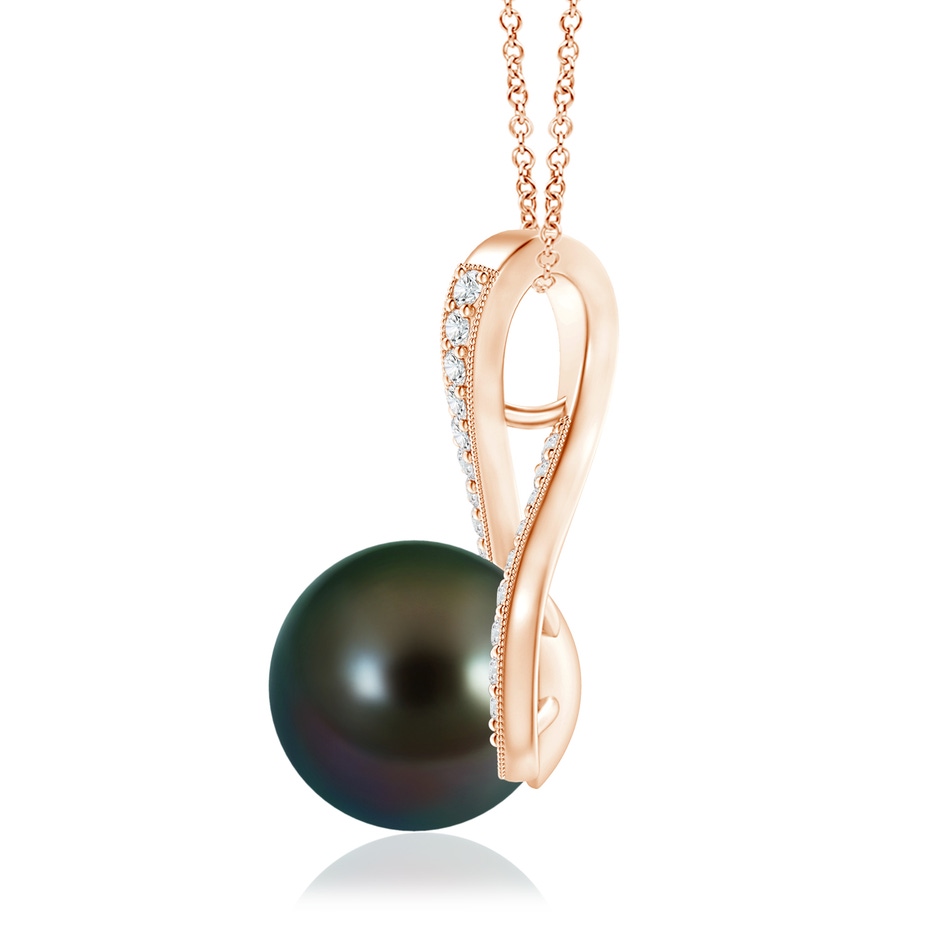 10mm AAAA Tahitian Pearl Swirl Ribbon Pendant with Diamonds in Rose Gold product image