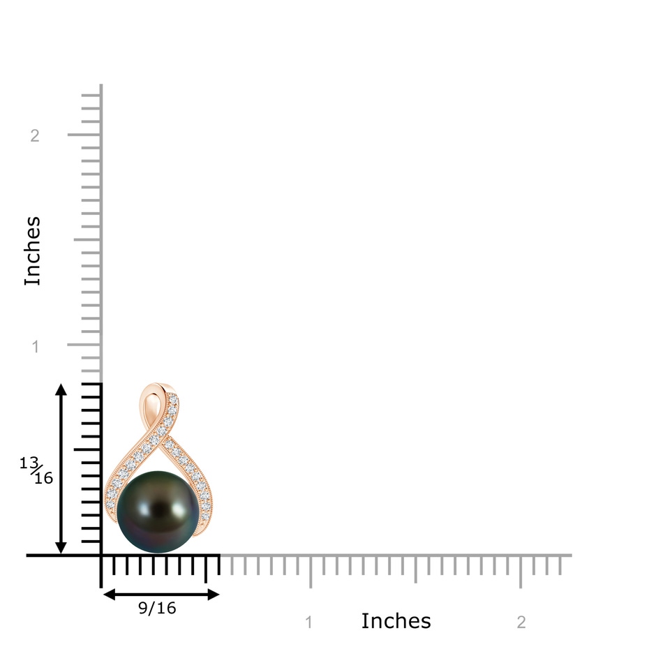 10mm AAAA Tahitian Pearl Swirl Ribbon Pendant with Diamonds in Rose Gold product image
