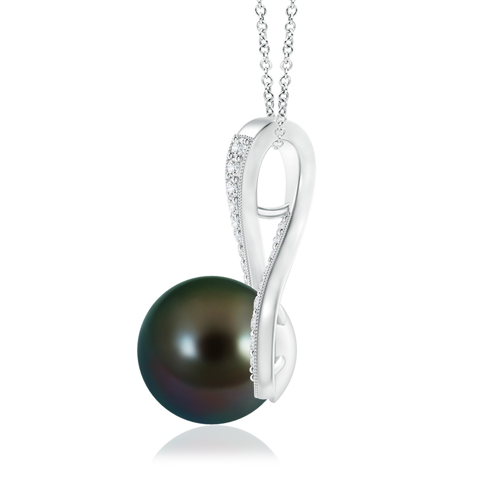 10mm AAAA Tahitian Pearl Swirl Ribbon Pendant with Diamonds in S999 Silver product image