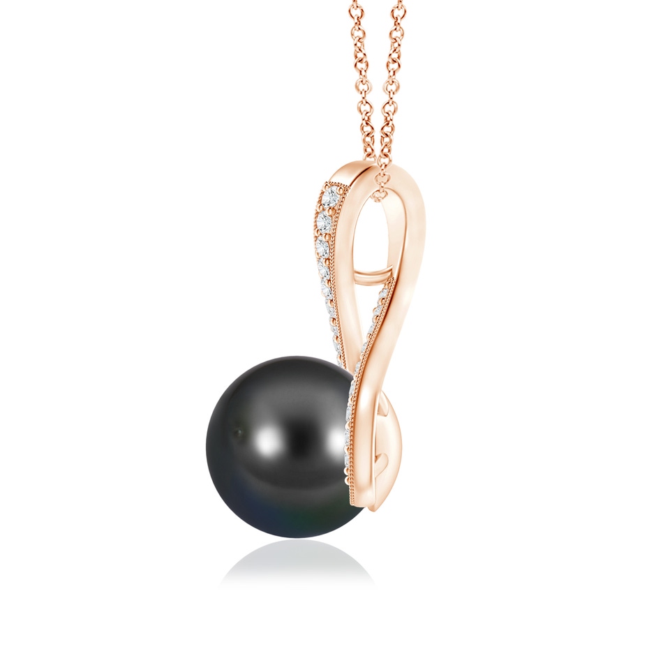 9mm AA Tahitian Pearl Swirl Ribbon Pendant with Diamonds in Rose Gold product image