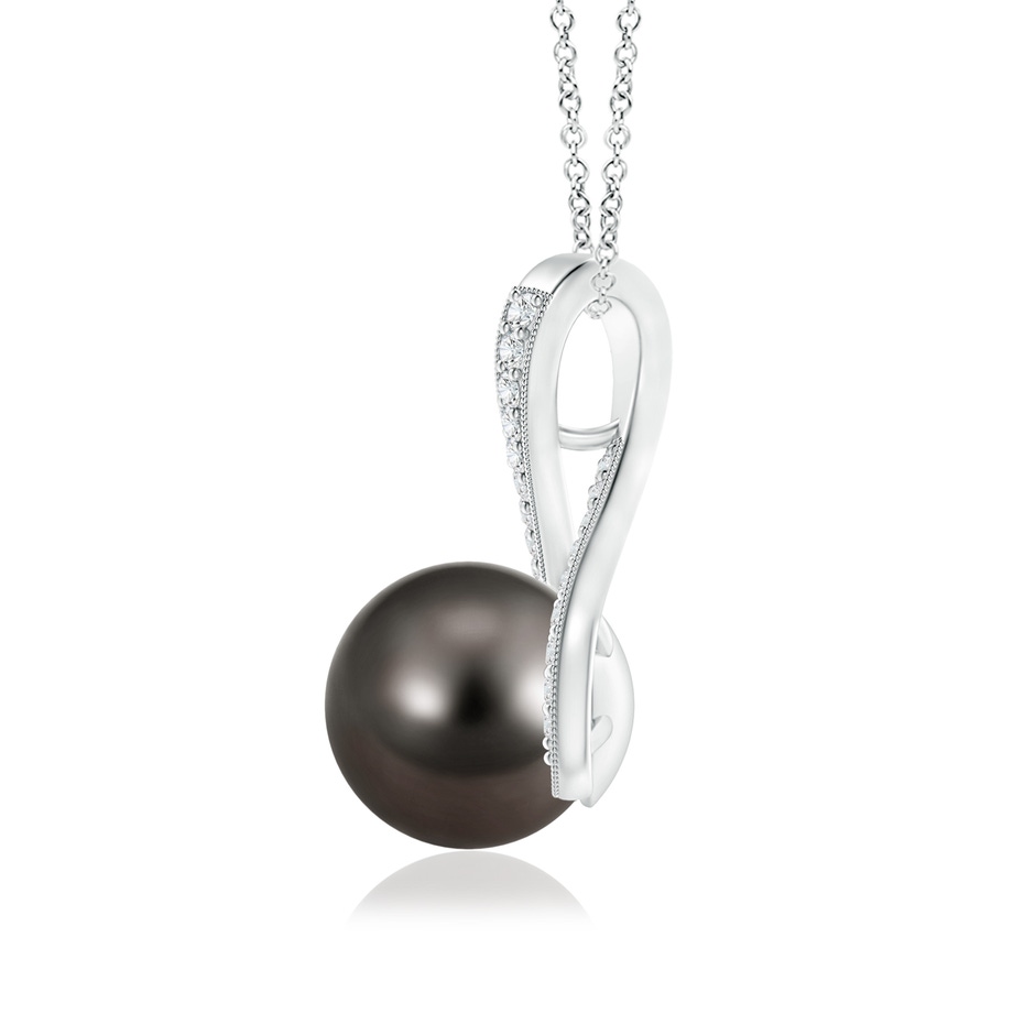 9mm AAA Tahitian Pearl Swirl Ribbon Pendant with Diamonds in S999 Silver product image