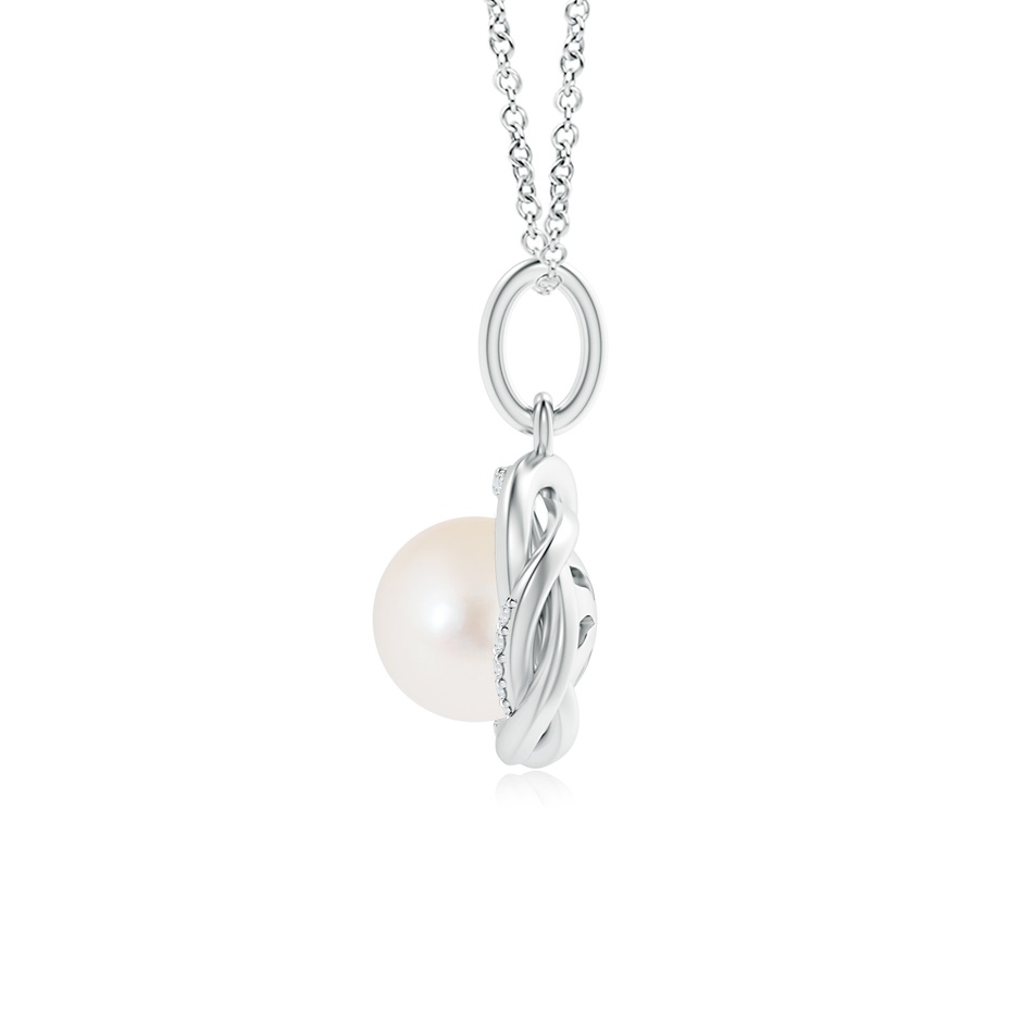 8mm AAA Freshwater Pearl Overlapping Halo Pendant in White Gold product image