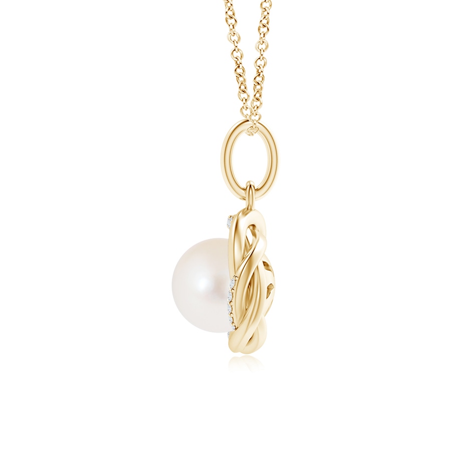 8mm AAA Freshwater Pearl Overlapping Halo Pendant in Yellow Gold product image