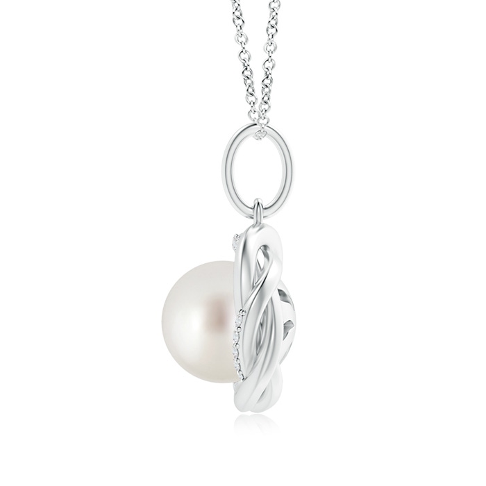 10mm AAA South Sea Pearl Overlapping Halo Pendant in White Gold product image